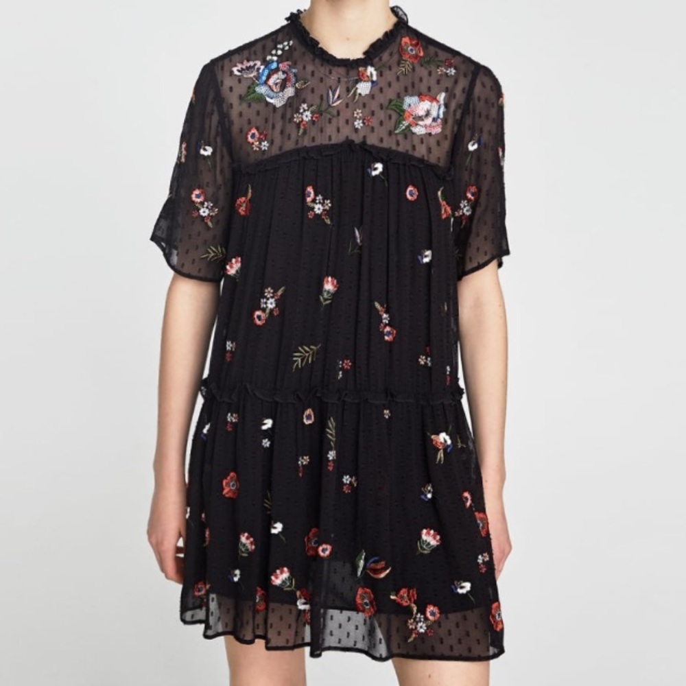 Zara embroidered dress